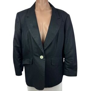 The Limited Size XXL Black Jacket One Button Linen/Cotton